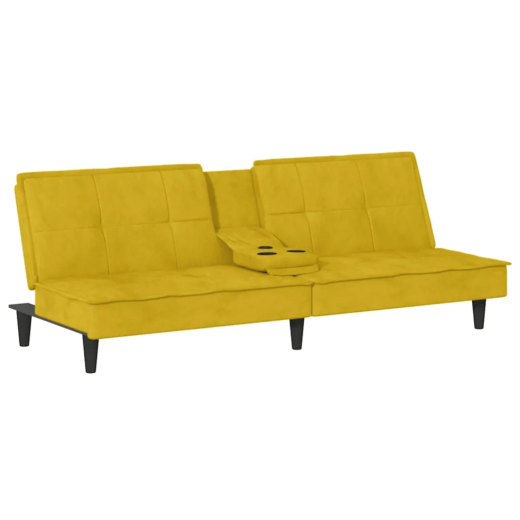 Divano letto | Sof¨¤ letto | Letto singolo con Portabicchieri in Velluto Giallo