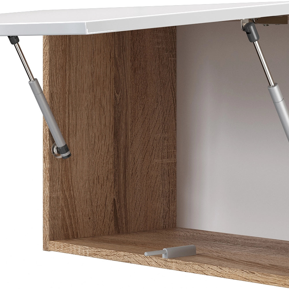 Mobile da cucina Raul Bianco lucido/Bianco 240 cm, PL Sonoma con striscia LED Vicco