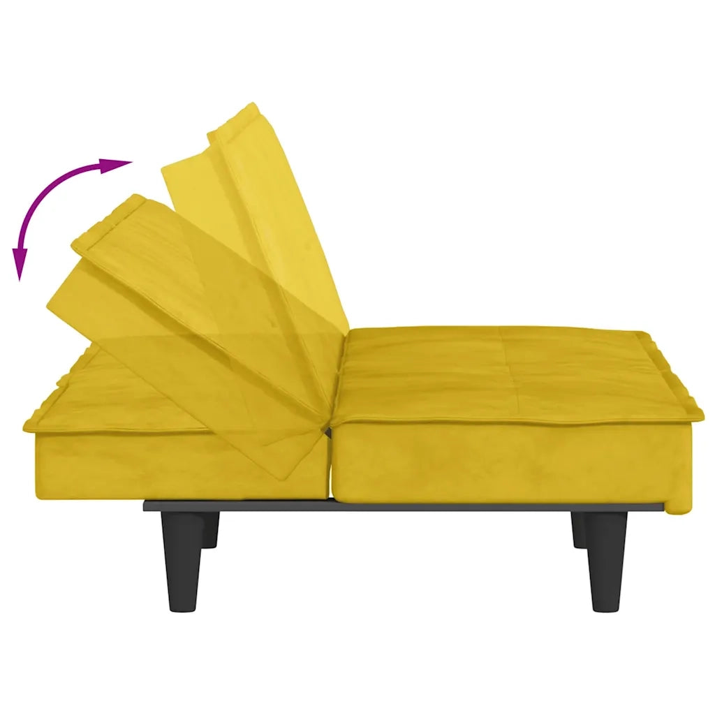 Divano letto | Sof¨¤ letto | Letto singolo con Portabicchieri in Velluto Giallo