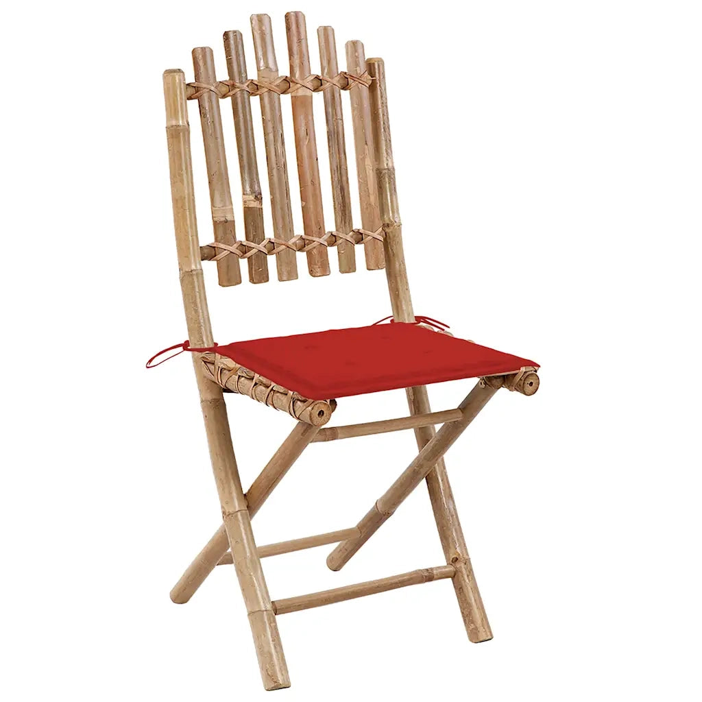 Set da Pranzo da Giardino 5 pz Pieghevole con Cuscini in Bambù 3063966