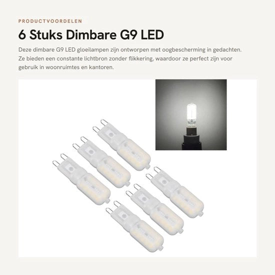 Lampada a Led Dimmerabile G9 5W - Protezione Oculare - Efficenza Energetica - Raffreddamento a 360 Gradi - Pacchetto da 6 Unità