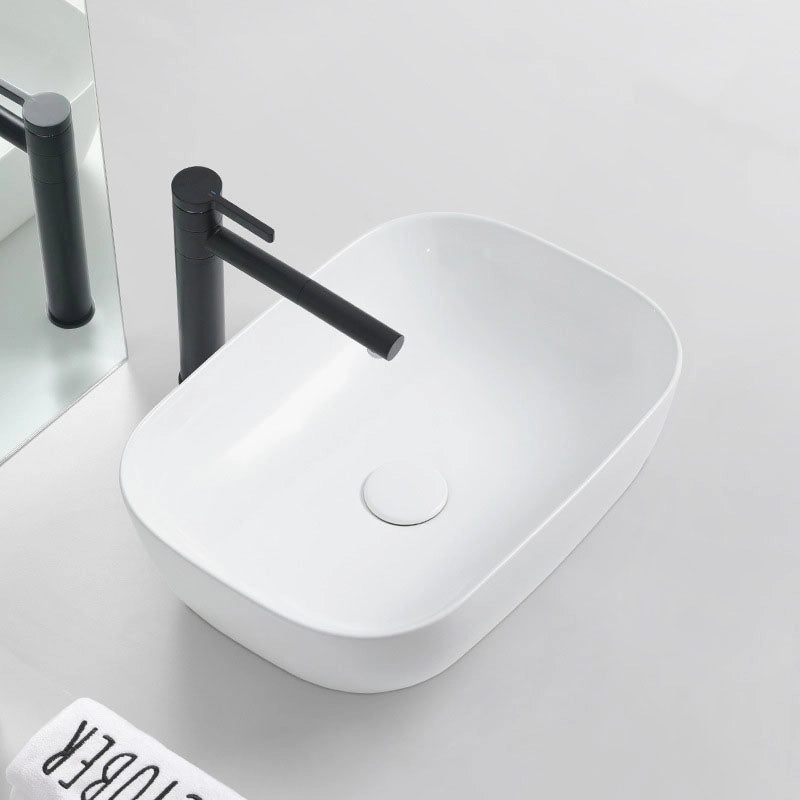 LAVABO DA APPOGGIO RETTANGOLARE IN CERAMICA DA POSARE SUL PIANO DI LAVORO BIANCO 41x31 CM