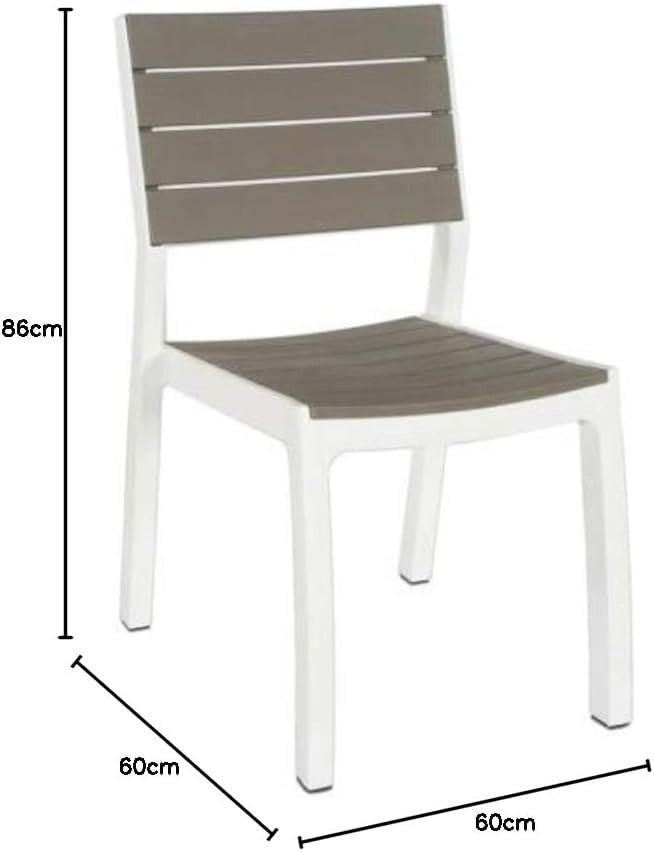 Sedia da Giardino in Polipropilene Effetto Rattan e Doghe Legno Colore Bianco e Cappuccino Harmony Keter