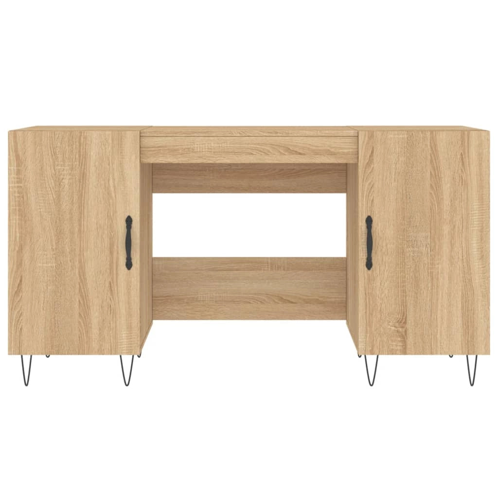 Scrivania tavolo postazione di lavoro mobile per computer studio rovere Sonoma 140 x 50 x 75 cm legno ingegnerizzato marrone 02_0023651