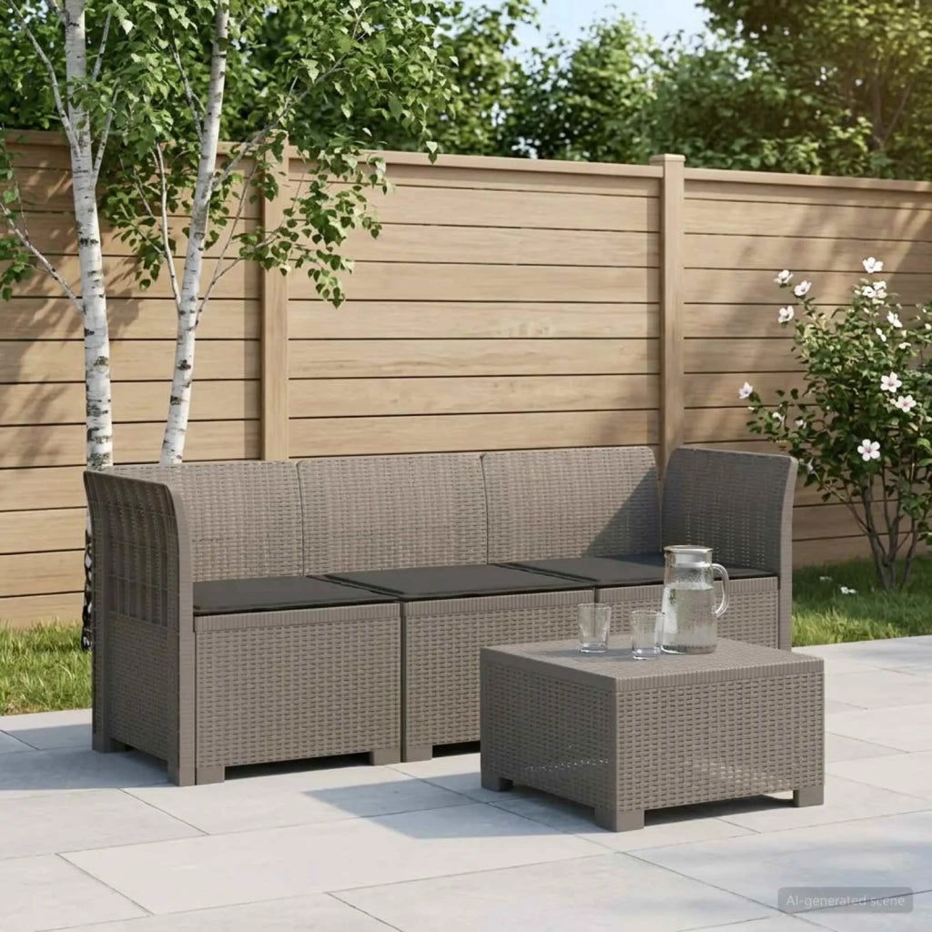 Divano da giardino 3 posti con cuscini in look rattan PP 3443831