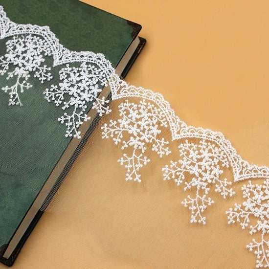 Bordure in stoffa per fiori - 10 metri di nastro per DIY - Bianco - Decorazione per matrimoni - Adatto per ricamo e regali personalizzati