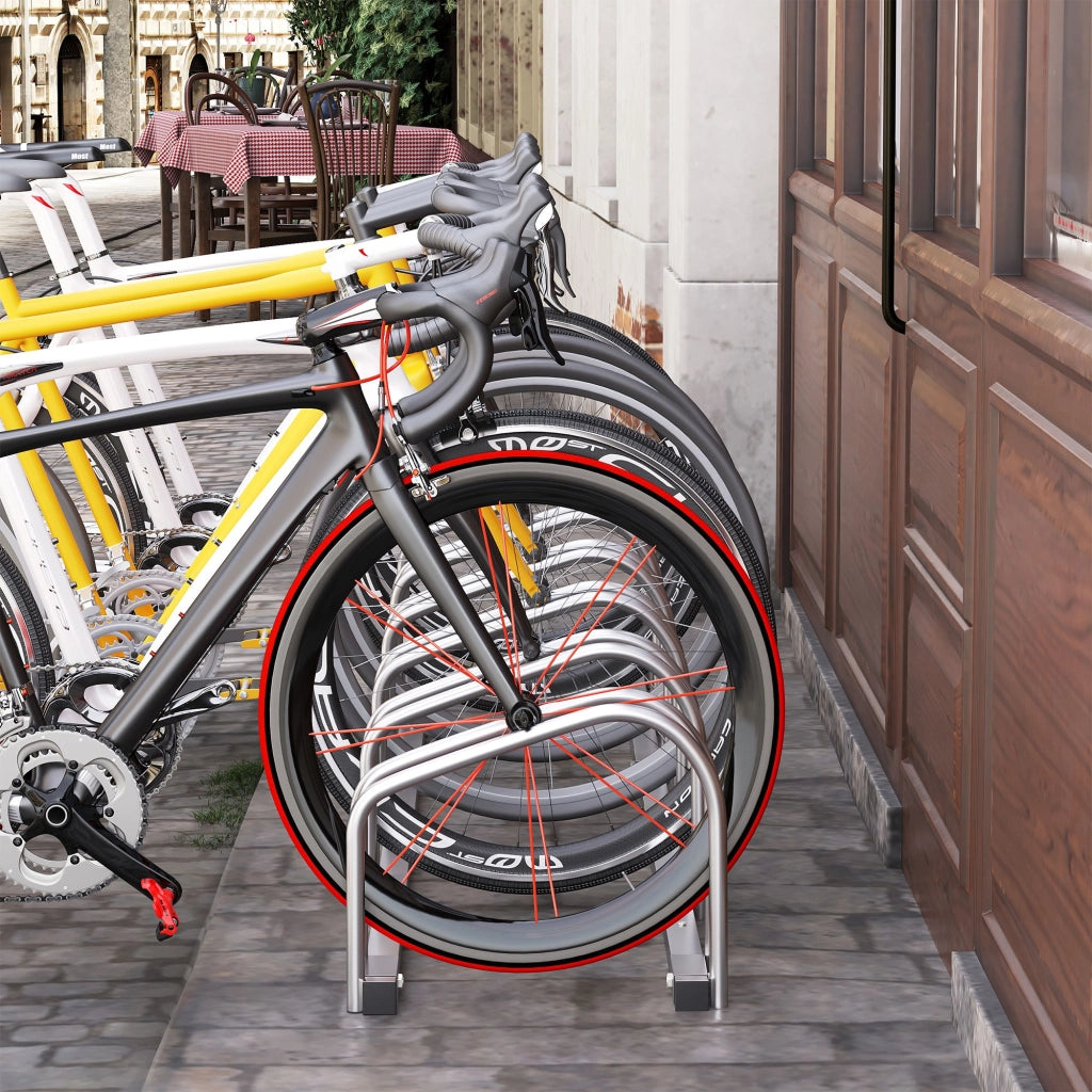 Rastrelliera Portabici da Pavimento o Parete ¨C Xylo ¨C 6 Posti Acciaio 179x33x27cm Argento