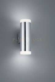 RAY APPLIQUE LED 2x 4W 340lm, 3000K PER BAGNO BI-EMISSIONE LUMINOSA METALLO CROMATO E DIFFUSORE BIANCO IP44 H. 16,6CM