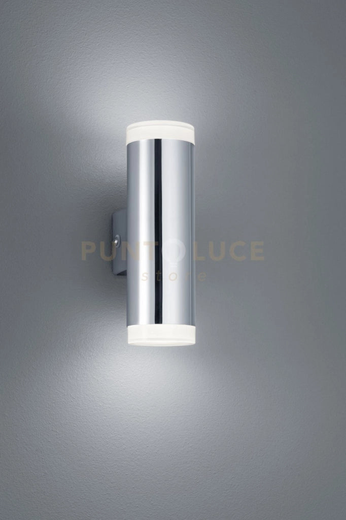RAY APPLIQUE LED 2x 4W 340lm, 3000K PER BAGNO BI-EMISSIONE LUMINOSA METALLO CROMATO E DIFFUSORE BIANCO IP44 H. 16,6CM