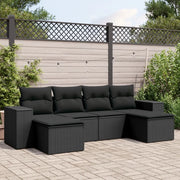 Set Divano da Giardino 6 pz con Cuscini Nero in Polyrattan 3222914