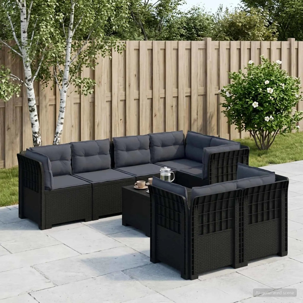 Divano 7 Posti da Giardino con Cuscini Aspetto Rattan PP 3444161