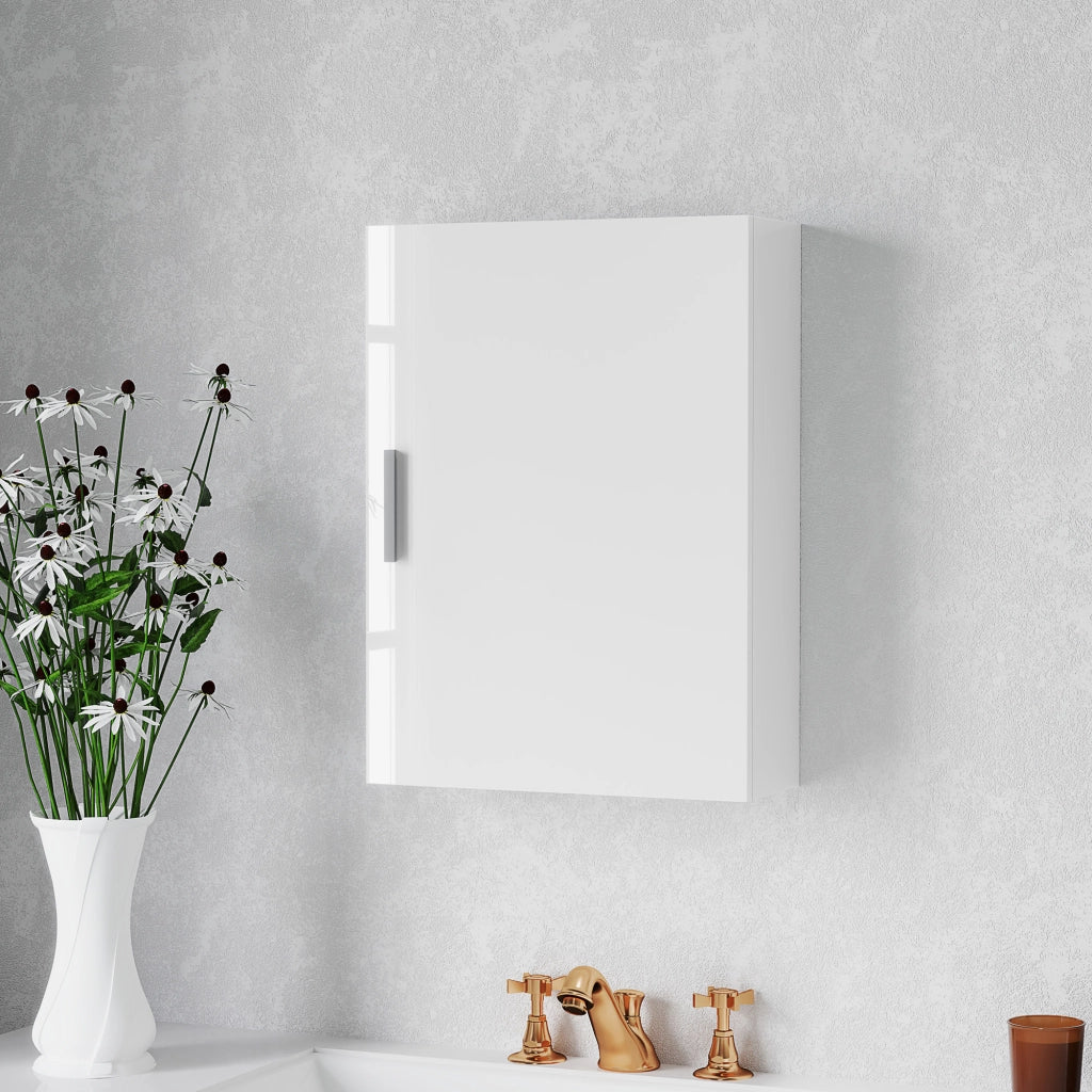 Pensile Bagno a Parete ¨C Xylo ¨C Legno Bianco con 3 Ripiani Regolabili in Vetro, 40x15x55 cm