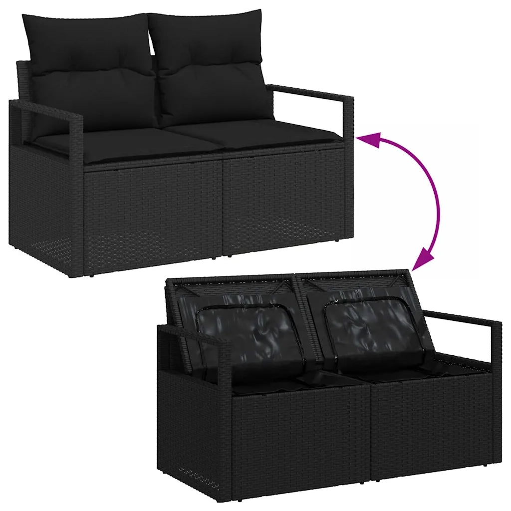 Set Divano da Giardino con cuscino con archiviazione 8 pcs Nero 3364414