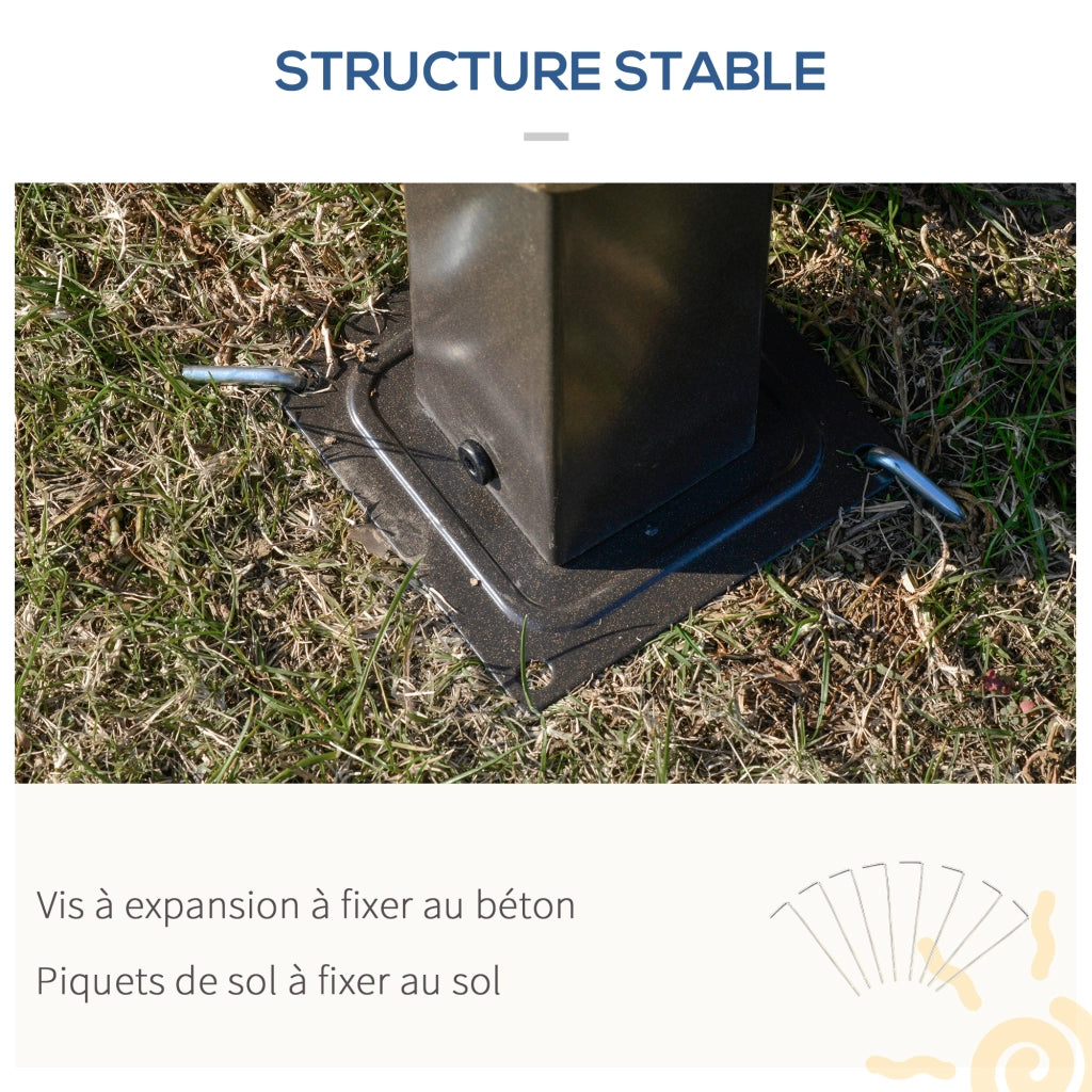 Gazebo da giardino 3x3m con 4 pareti laterali doppio tetto protezione solare ¨C Xylo ¨C Grigio