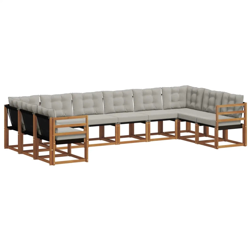 Set di divani da esterno 10 pcs Grigio Naturale e Chiaro 3369086