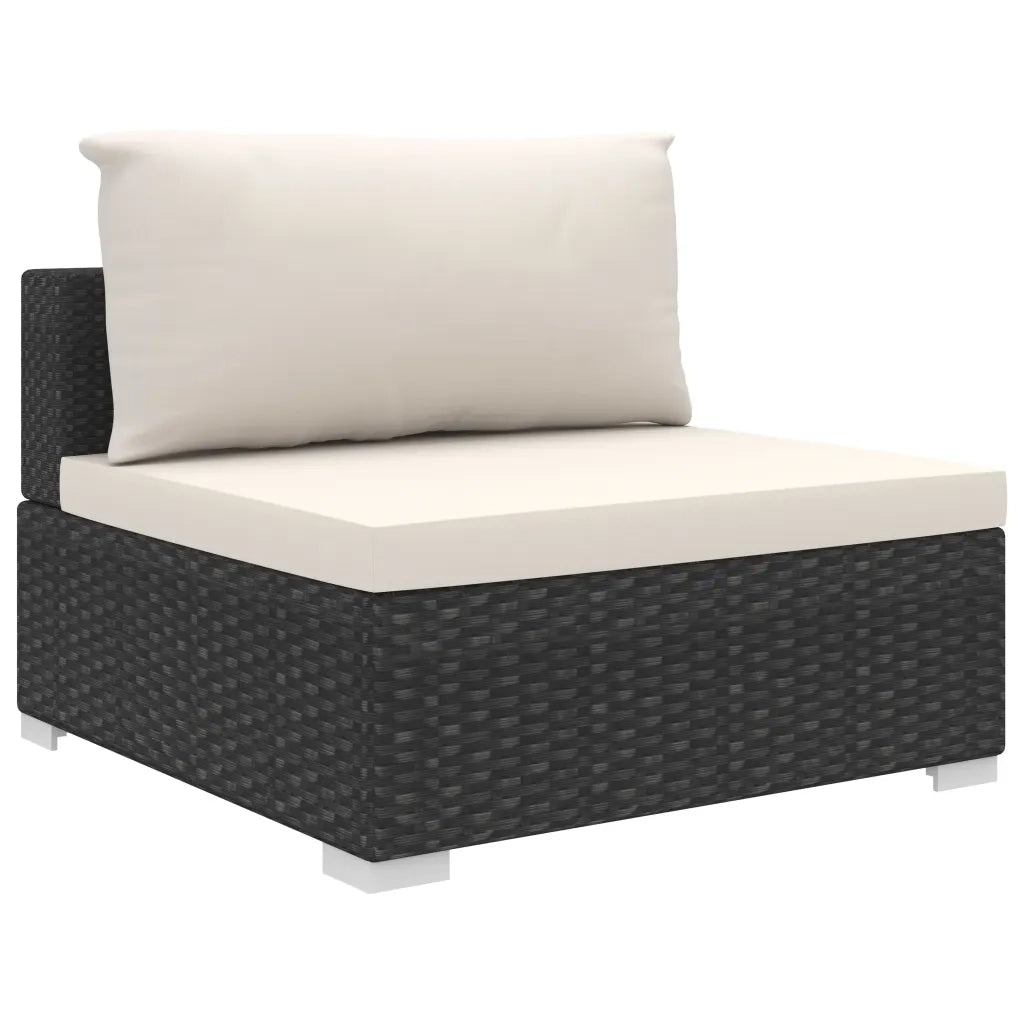 Set Divani da Giardino 11 pz con Cuscini in Polyrattan Nero 46827
