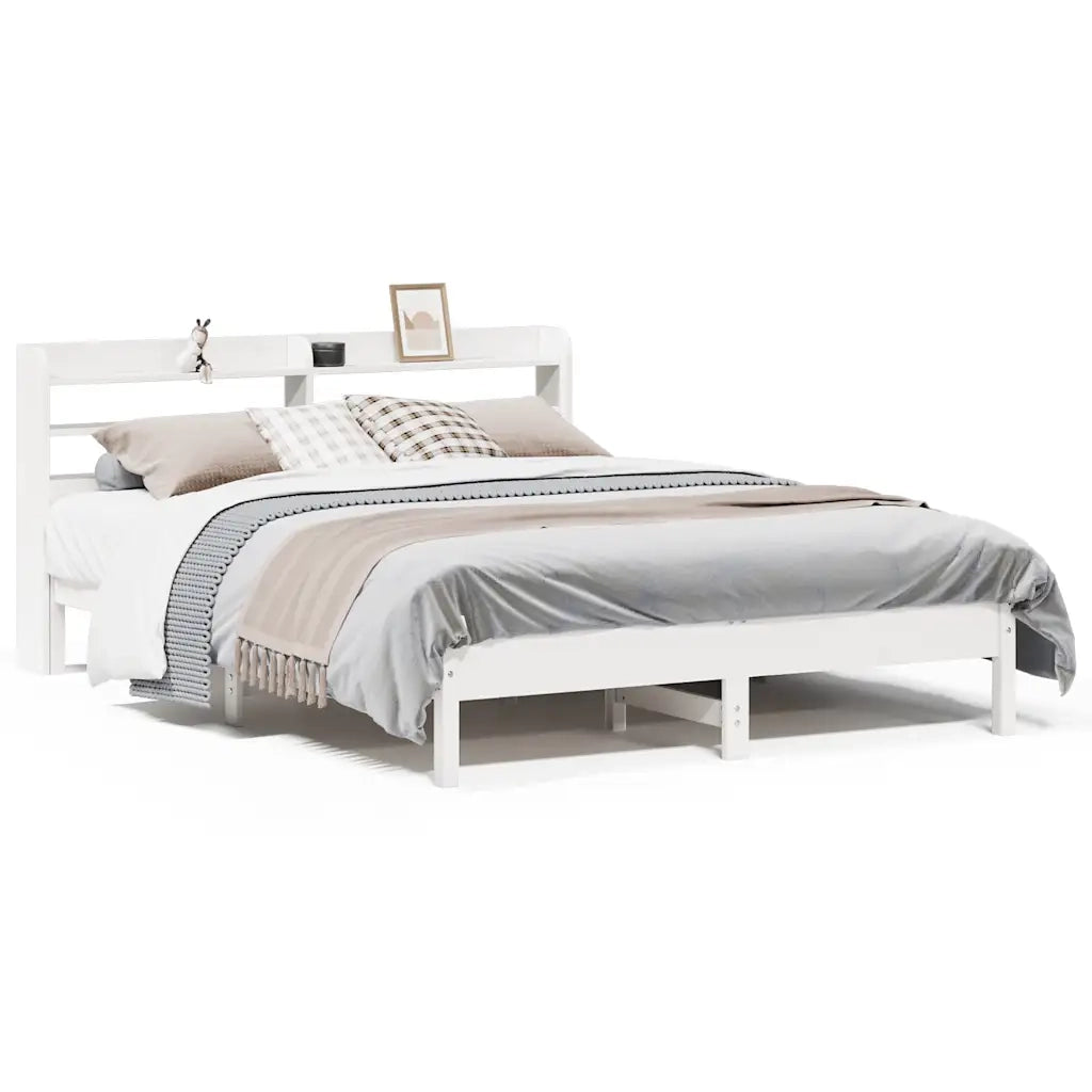 Letto senza Materasso-Struttura Letto Bianco 140x200 cm Legno Massello di Pino 524426