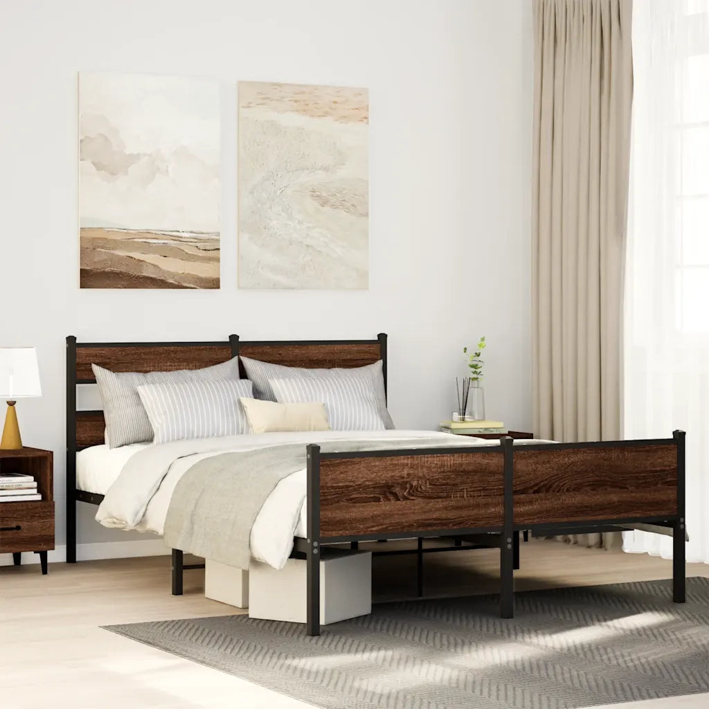 Giroletto senza Materasso-Struttura Letto Rovere Marrone 140x190 cm Truciolato 481915