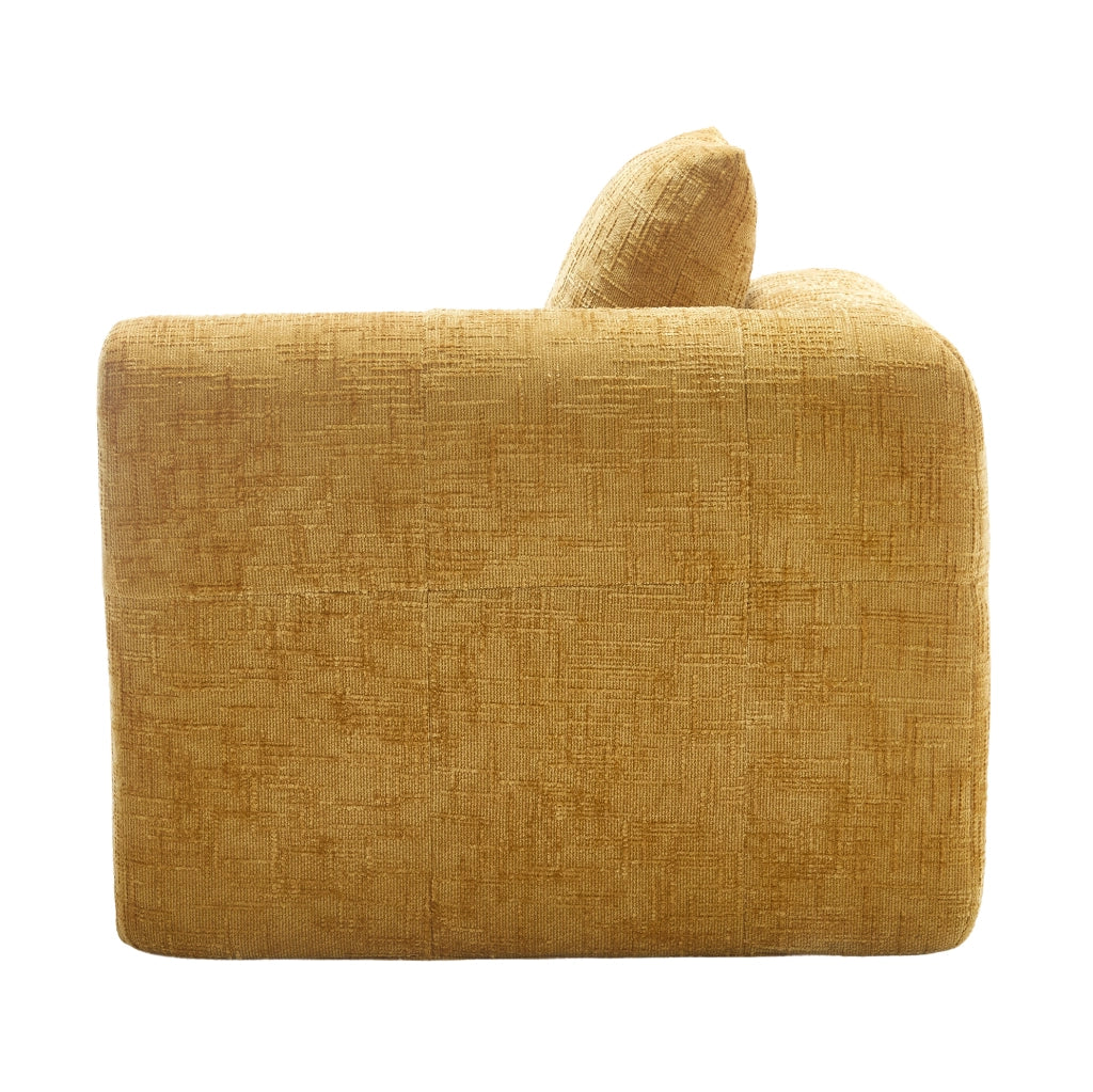 Divano chaise longue 158x90x60 cm con tasche laterali e cuscino in chenille giallo
