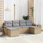 Set Divano da Giardino con cuscino 6 pcs Beige polyrattan 3345470