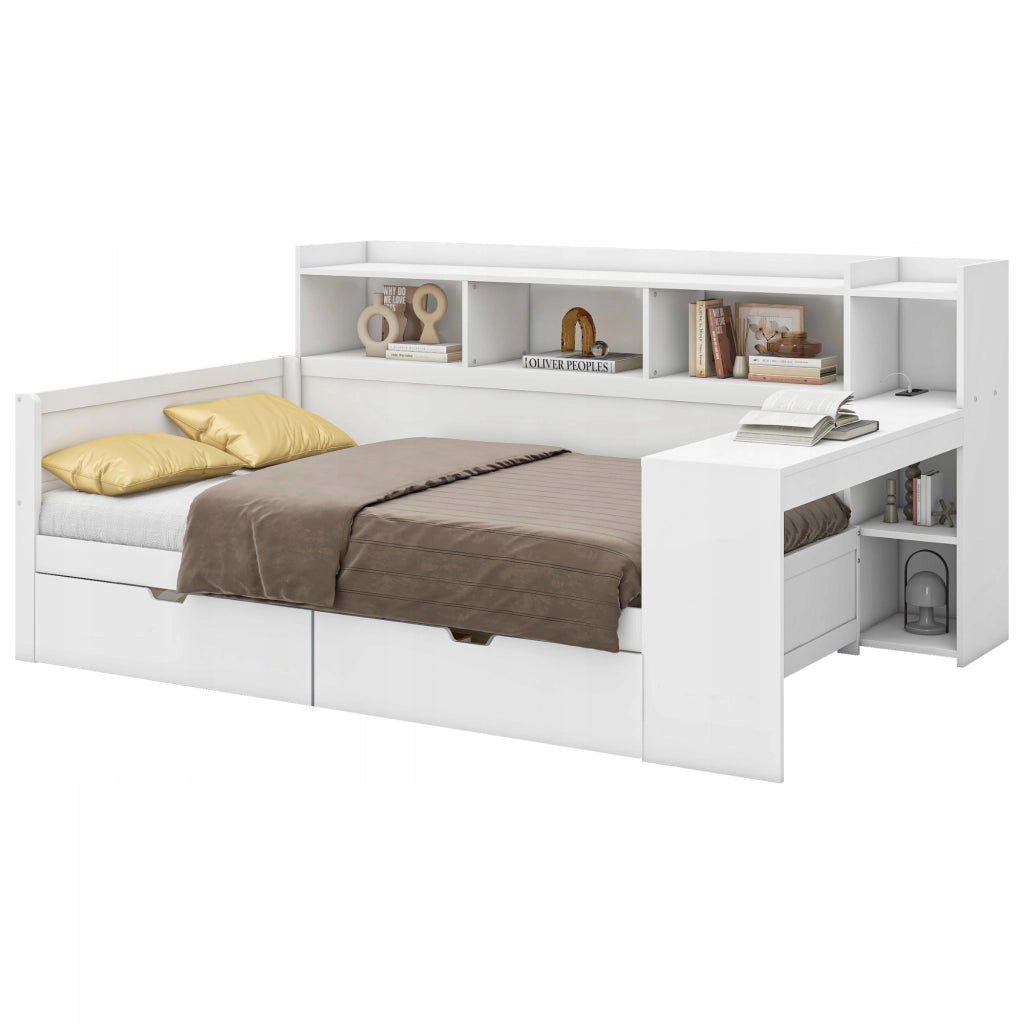 Sofa letto con scrivania e USB - Xylo - 90x200 - Bianco
