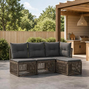 Set Divano da Giardino 4 pz Grigio polyrattan 3434186