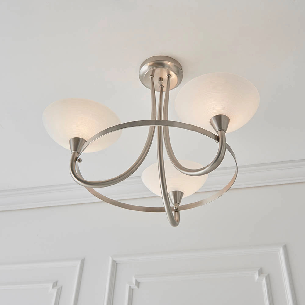 Plafoniera moderna 3 luci cromo satinato vetro G9 Endon