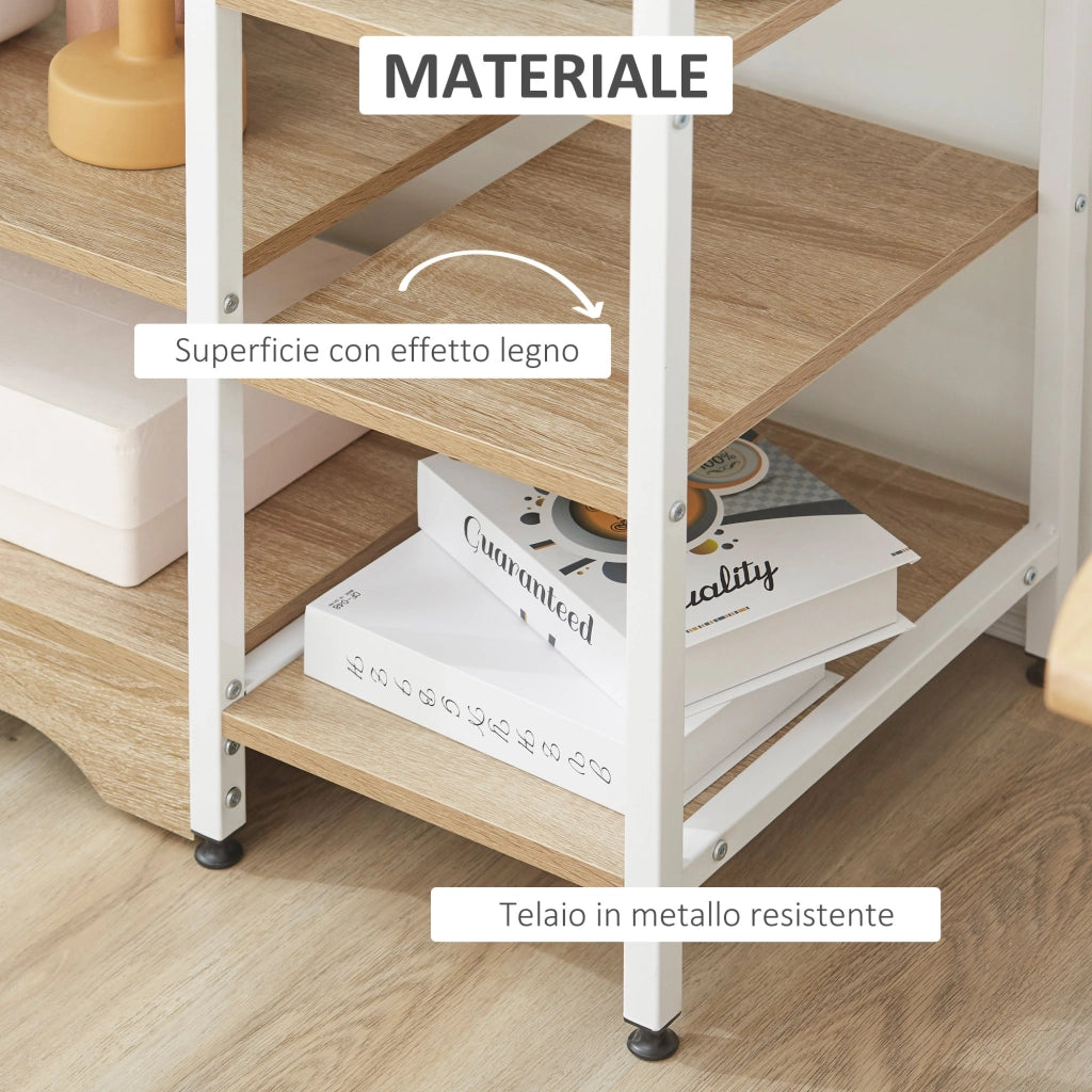 Scaffale Multiuso 7 Ripiani 90x40x95 cm in MDF e Metallo Bianco