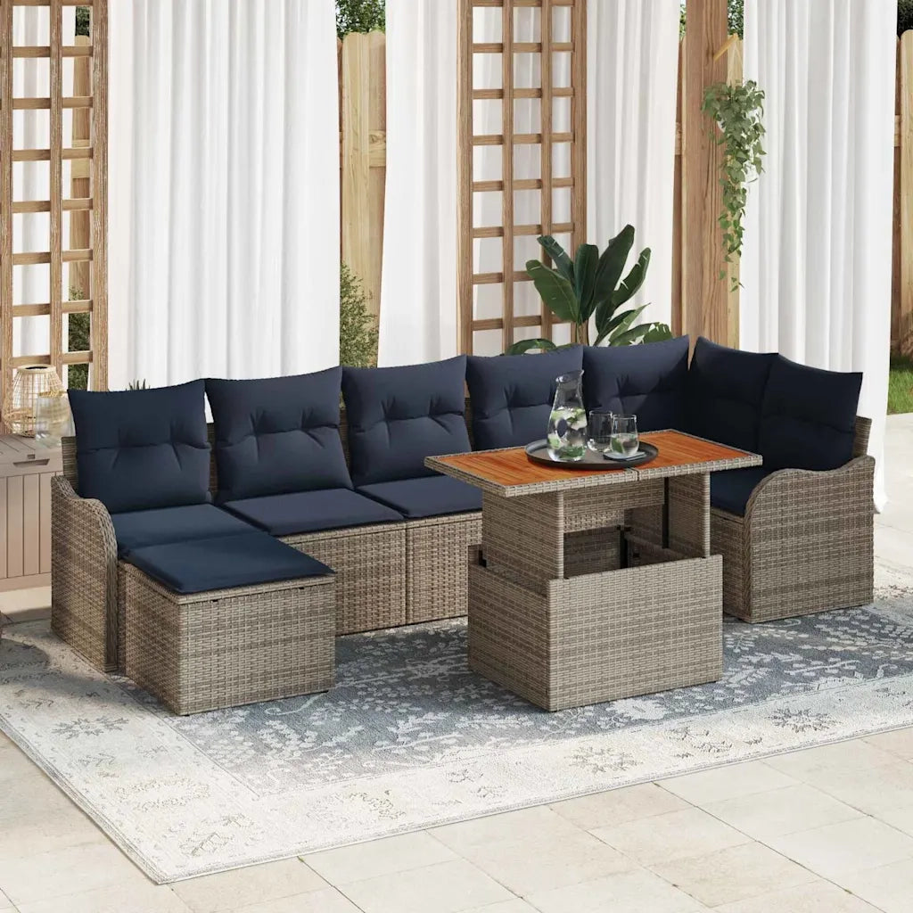 Set Divano da Giardino 8 pz grigio e blu navy 3349492