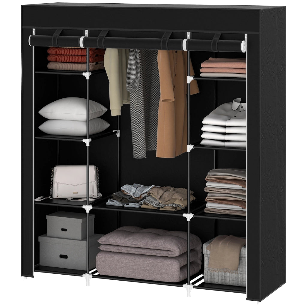 Armadio con Ante ¨C zephmum ¨C Tessuto, Nero, 150x43x162.5 cm