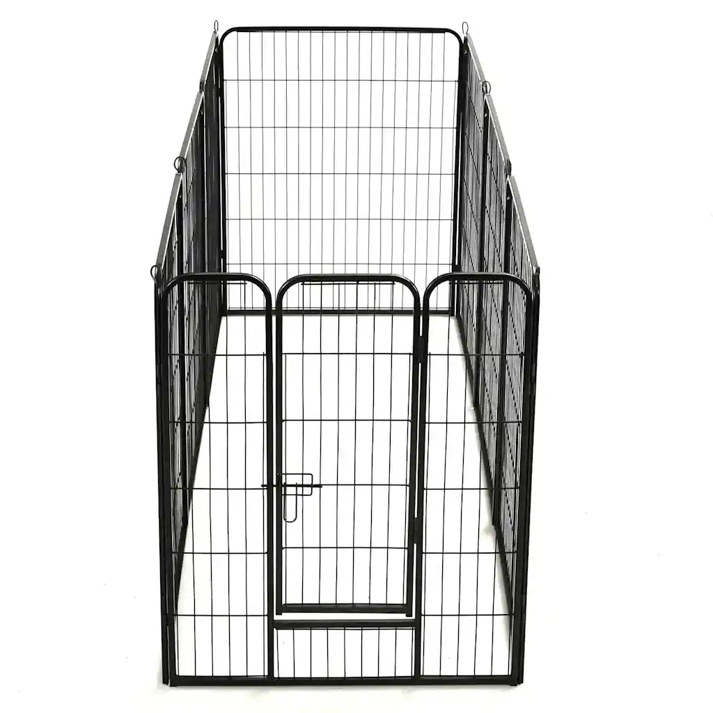 Box per Cani con 8 Pannelli in Acciaio 80x100 cm Nero 170574