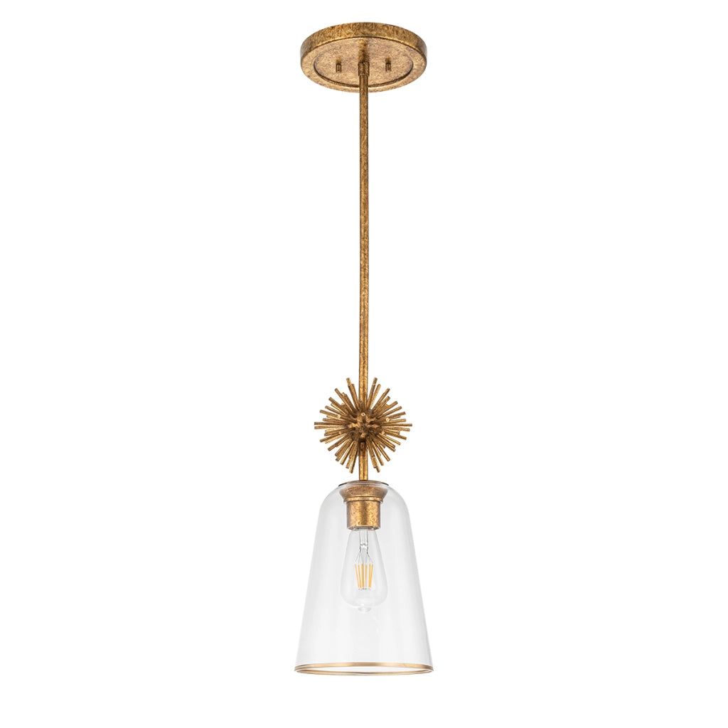 Lampada sospensione STARING Elstead oro vetro trasparente E27