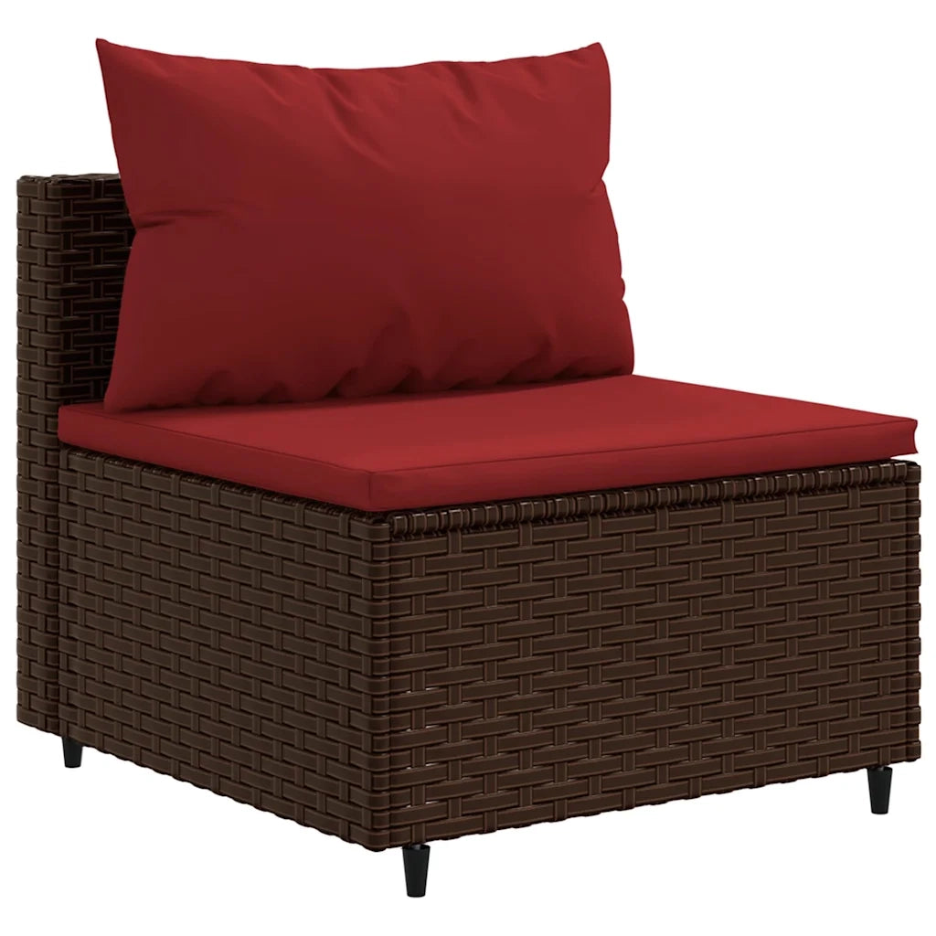 Set Mobili da Giardino 6pz con Cuscini in Polyrattan Marrone 3308213