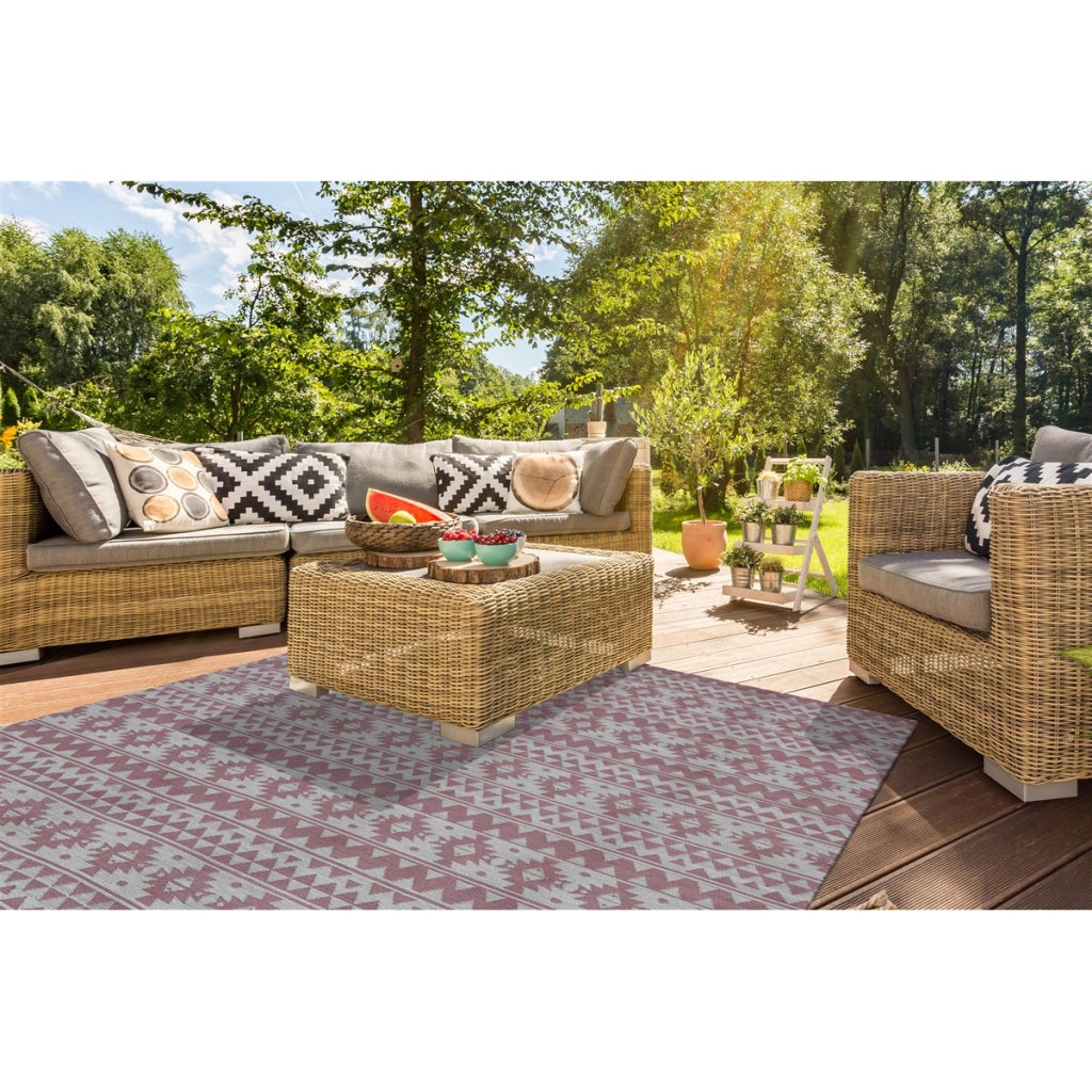 Tappeto Sunny Pink con motivo etnico per interno ed esterno