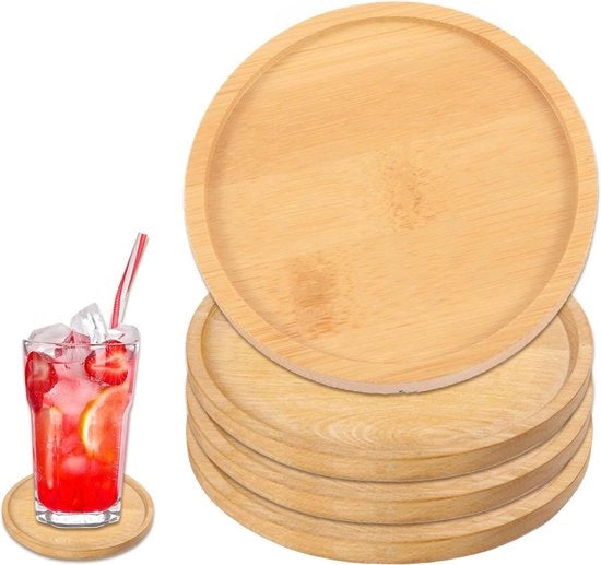 Sostegni in legno per vetro - Bambù - 4 pezzi - 11 cm