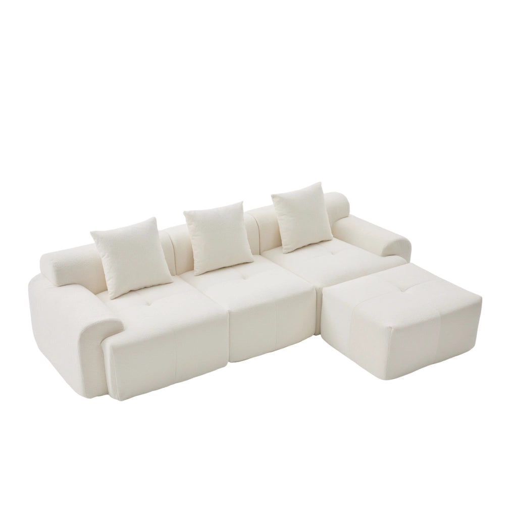 Sof¨¤ modulare a nuvola - Zephmum- 3 posti beige schiuma memory L 268x102x78 cm