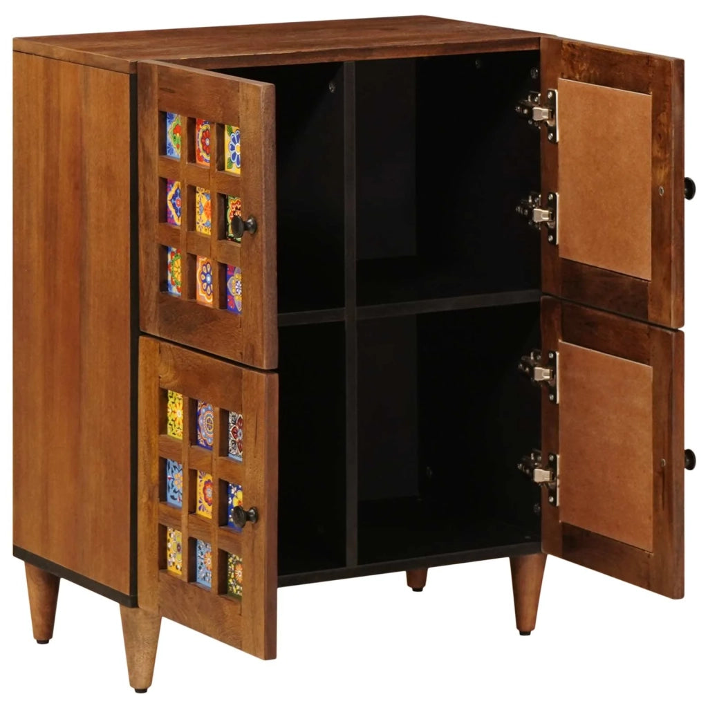 Credenza con porta Noce 60 x 33 x 75 cm Legno di mango massello 4018250