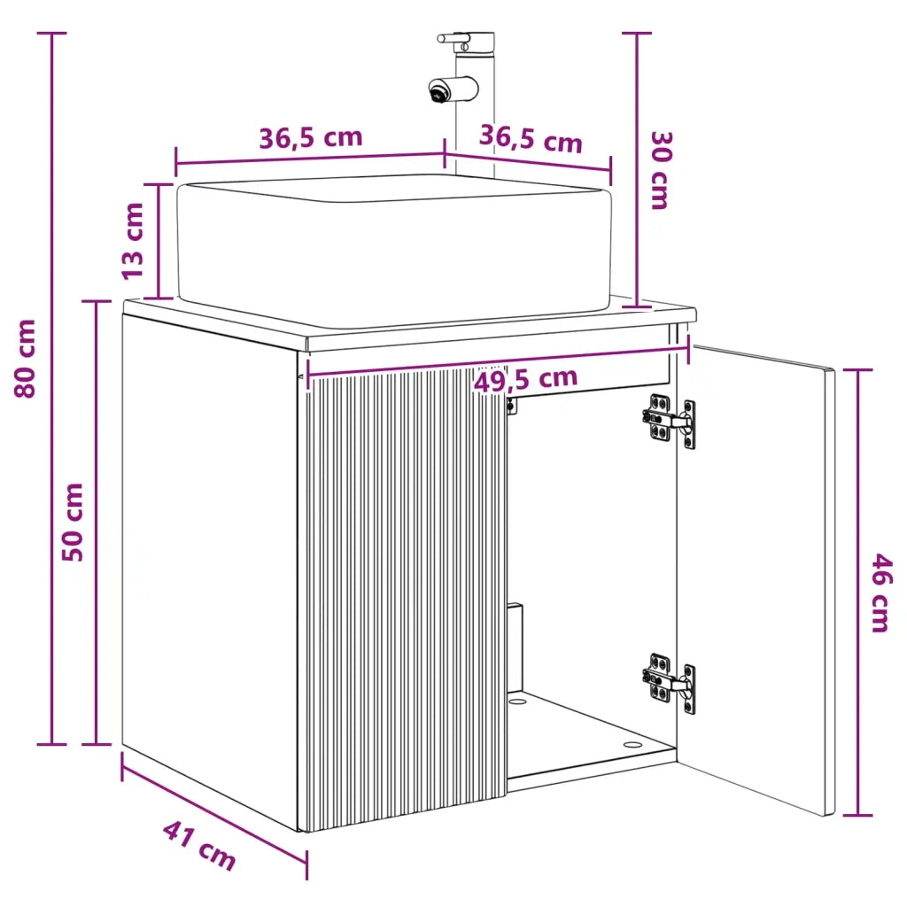 Mobile Lavabo da Parete Bianco 49,5 x 41 x 63 cm 890402