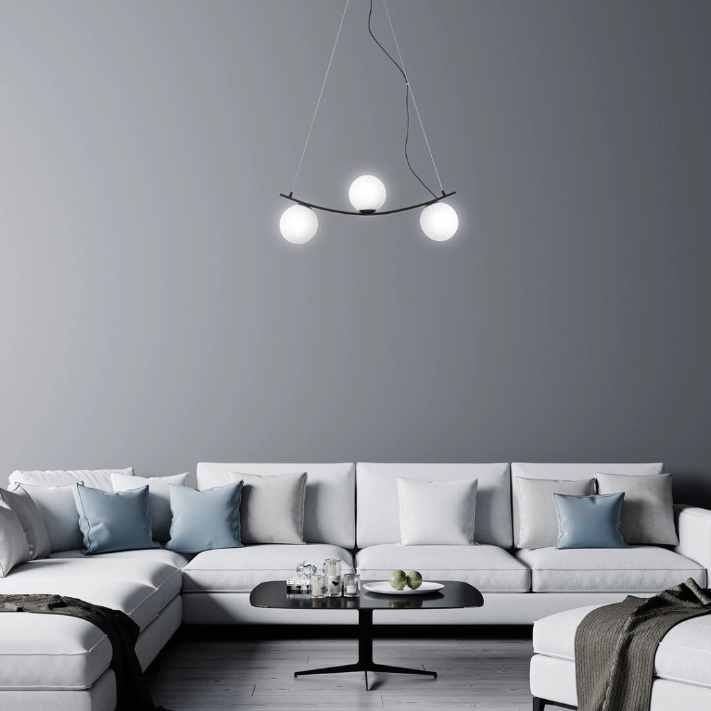 Lampada a sospensione Rabalux Aslan 3xE14 metallo nero/bianco