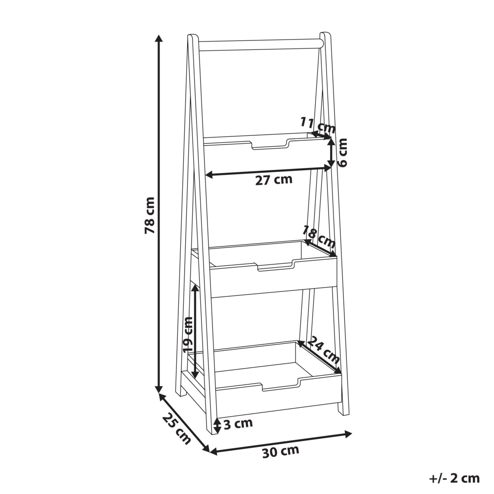 Scaffale da bagno in legno di bambù marrone chiaro a 3 livelli con design a cestello