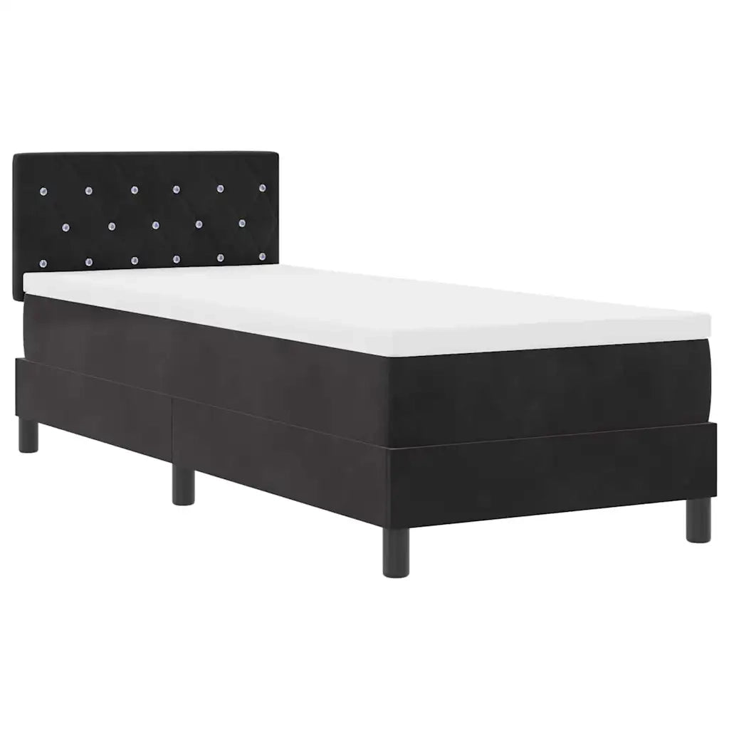 Letto a Sorgente LED con materasso Nero 80 x 200 cm Velluto 3342550