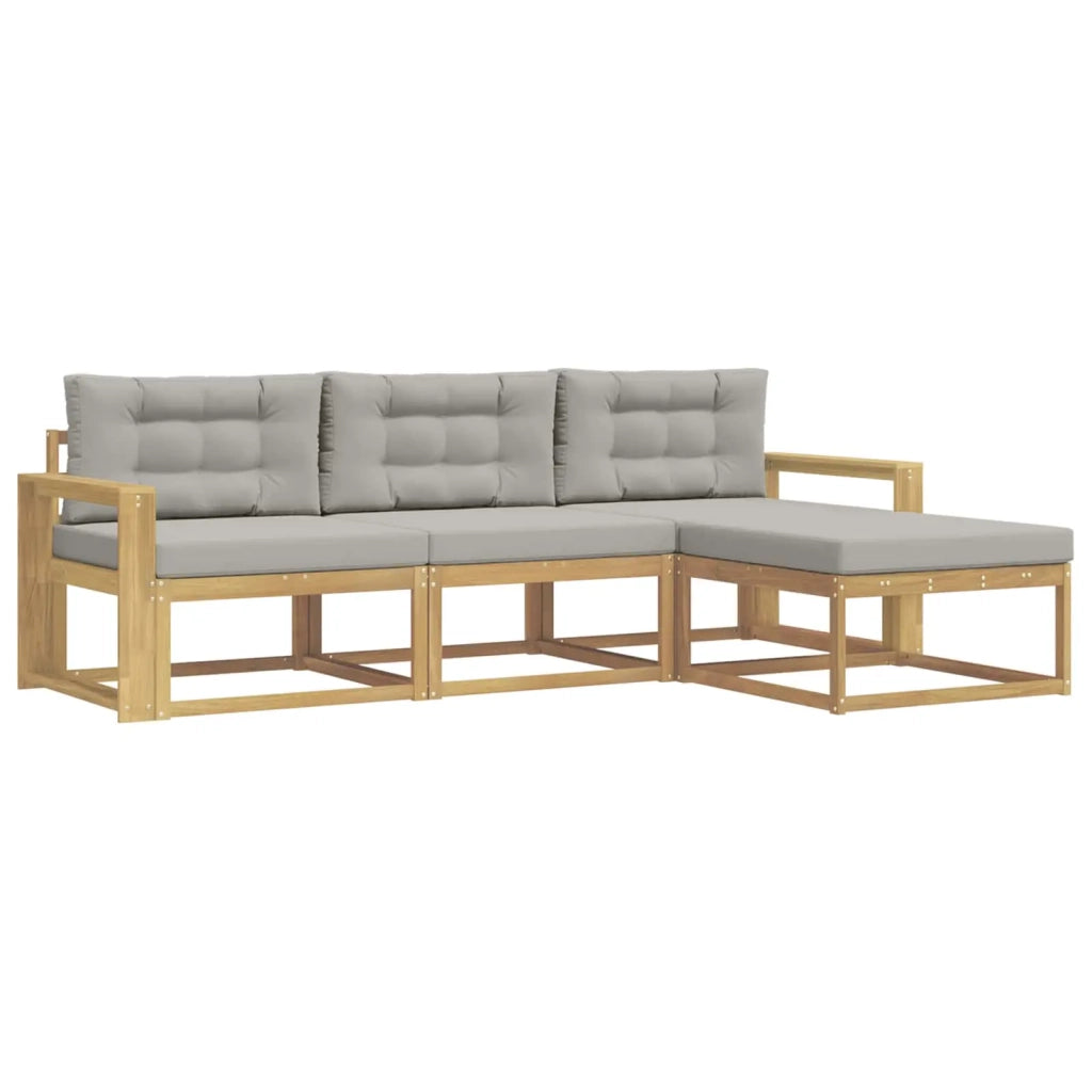 Set di divani da esterno 4 pz Bianco e Grigio Chiaro Poliestere 3386275