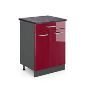 Vicco Mobiletto base per cucina Rosso lucido 60 cm , PL Antracite