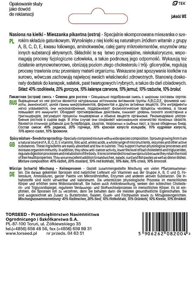 Semi per germogli Miscela piccante (piccante) 20g