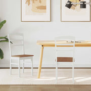Sedia da pranzo 2 pcs Bianco e Naturale Legno di gomma solido