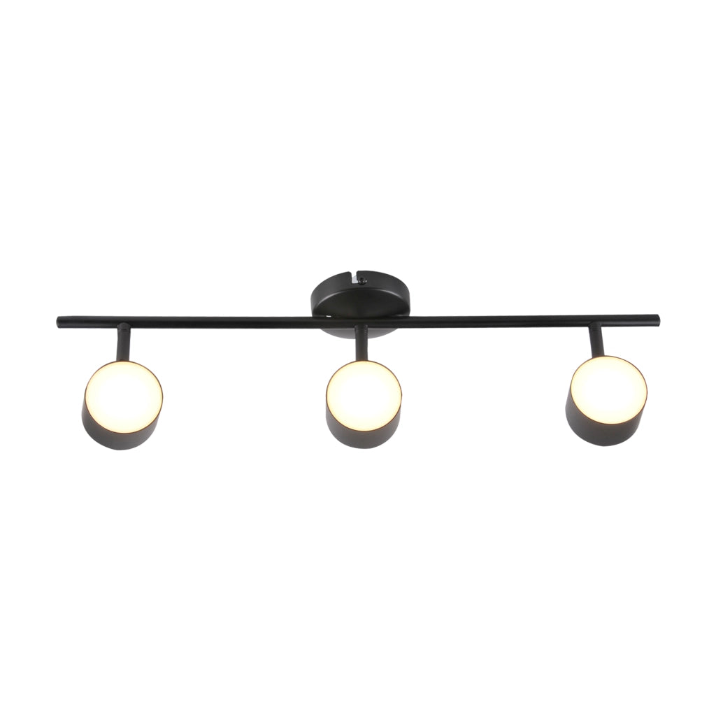 Lampada parete/soffitto LED 3 luci nera 3000K Polux