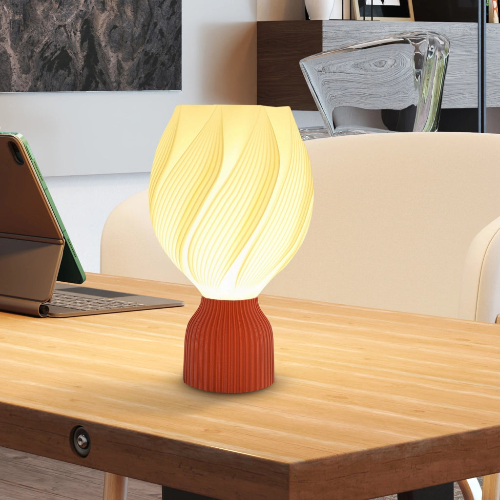 Lampada da tavolo LED 3D a forma di petali ¨C Xylo ¨C luce calda ?16,5x28 cm bianco e terracotta