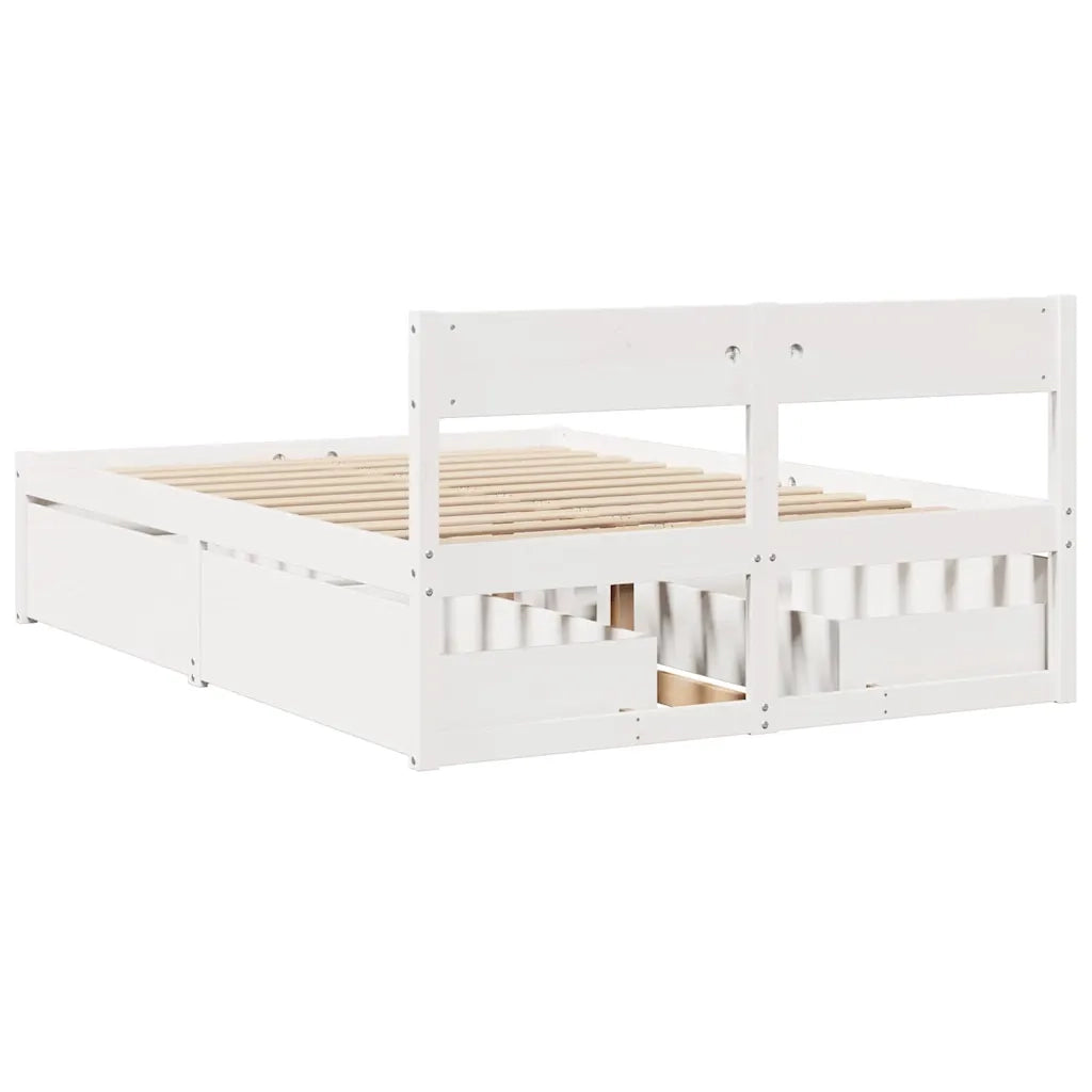 Letto senza Materasso-Struttura Letto Bianco 120x190 cm Legno Massello di Pino 125763
