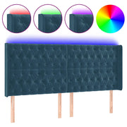 Testiera | Testata a LED Blu Scuro 203x16x118/128 cm in Velluto