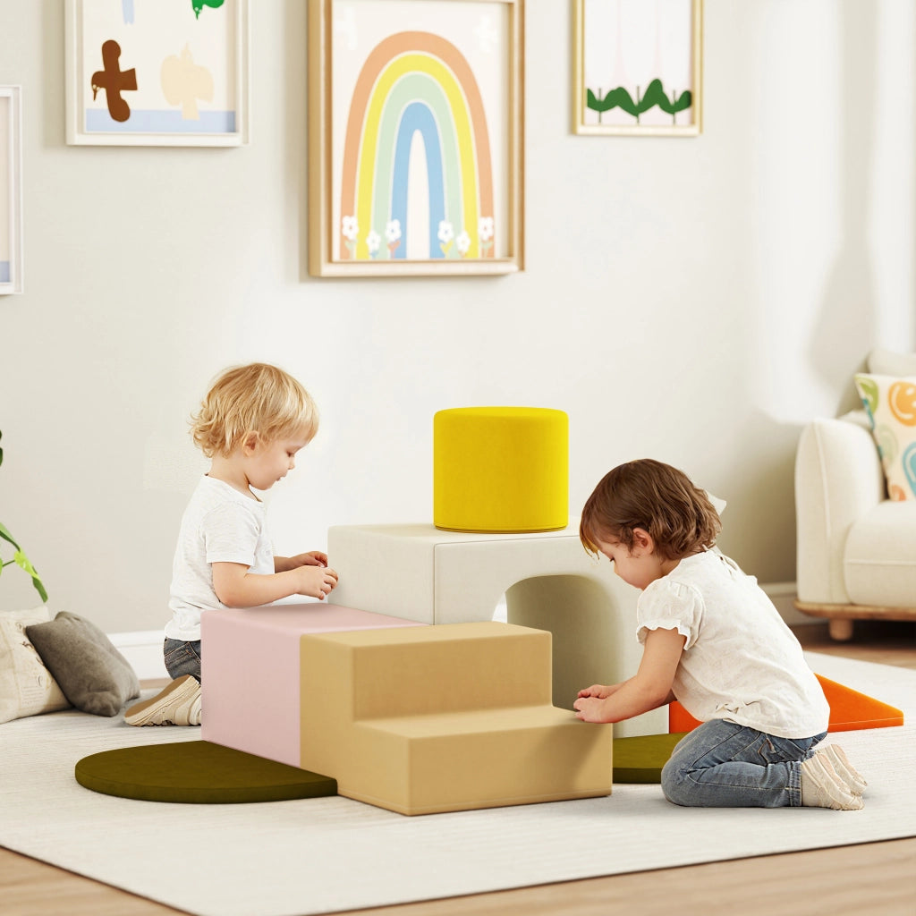 Set 8 Costruzioni Morbide ¨C Xylo ¨C Velluto Arancione per Bambini 0-3 Anni